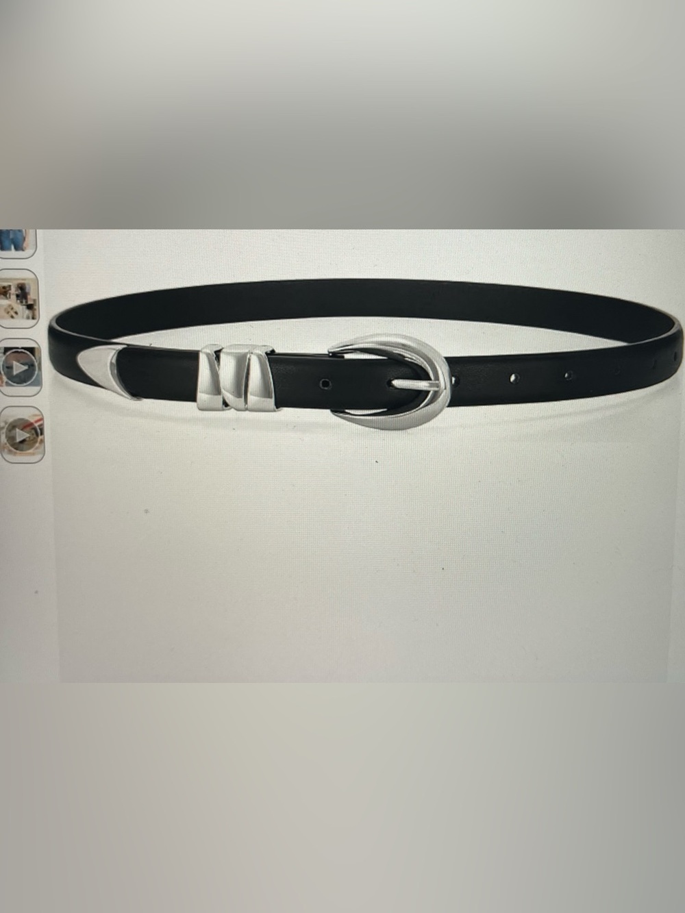 Amazon Black Women's Belt with Silver Oval Buckle